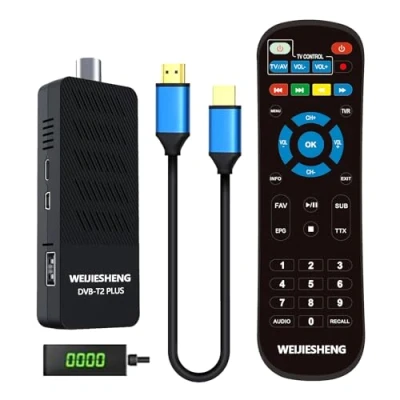 Imagen de Decodificador TDT HD 2024,Decodificador DVB T2,HD 1080P H265 HEVC Principal 10 bit,Soporta ETHERNET/USB WiFi/Proyector/PVR/Funciones Multimedia[Mando a 2 en 1 con Control de TV]