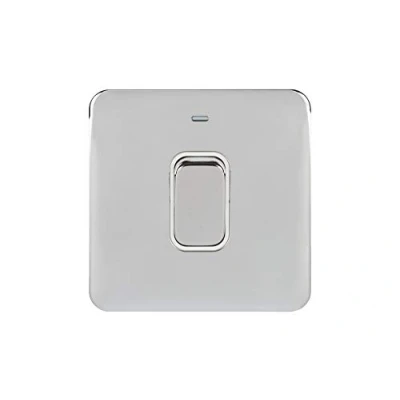 Imagen de Schneider Electric GGBL4011WPC Lisse DP Interruptor de alta corriente con indicador LED, 1 Gang, 50 A, cromo pulido blanco