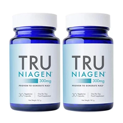 Imagen de Tru Niagen Suplemento NAD+ de ribósido nicotinamida, para reducir el cansancio y la fatiga, fórmula patentada, 30 unidades, 300 mg por porción (2 meses / 2 frascos)