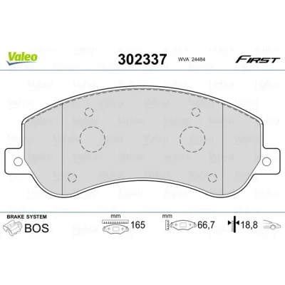 Imagen de VALEO 302337 Juego de pastillas freno Eje delantero excl. contacto avisador desgaste Chapa antichirridos VOLKSWAGEN: Amarok Pick up