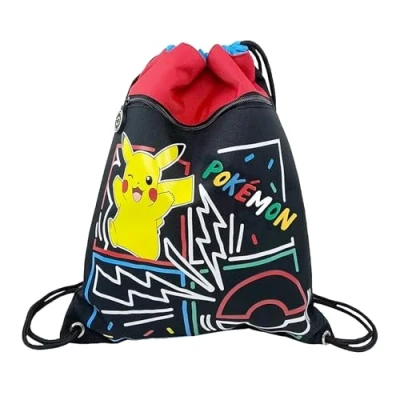 Imagen de CyP Brands Pokémon Mochila Saco Juvenil, Diseño Colorfu, Pikachu, Asas Regulables, Rucksack, Color Negro, Producto Oficial