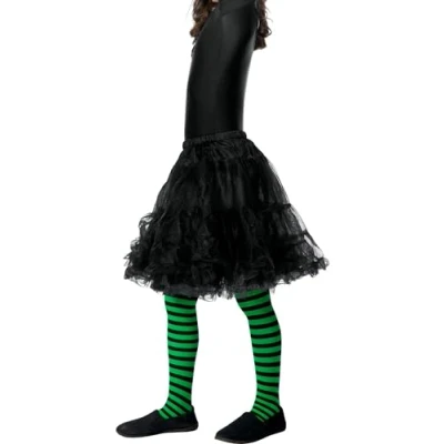 Imagen de Smiffys Medias de bruja malvada, niños, verde y negro, edad 6 12