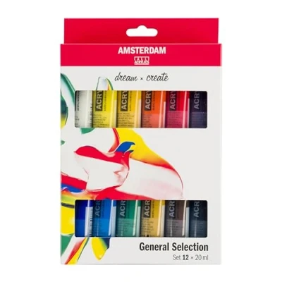 Imagen de Amsterdam Standard Series Set de Pintura Acrílica para Novatos Mezcla Colores (12 x 20 ml) Básicos