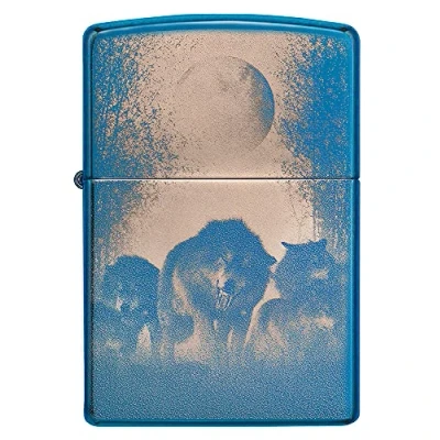 Imagen de Zippo Lobo 7 azúl Altamente Pulido Encendedor tormenta, Recargable, en una Caja para Regalo High Polish Blue