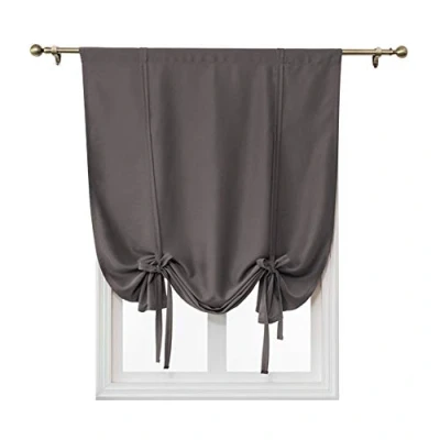 Imagen de ele ELEOPTION Cortina Opaca con Bolsillo para Barra, de Oscurecimiento Térmico Habitación, Sala Estar, Cocina, Ventana Pequeña (120x120cm, Gris Oscuro)