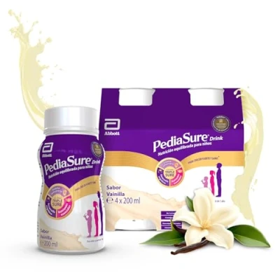 Imagen de PediaSure drink Sabor Vainilla Complemento Alimenticio para Niños, con Proteínas, Vitaminas y Minerales Pack de 4 Botellas x 200 ml