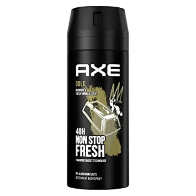 Imagen de Axe Bodyspray Gold desodorante sin aluminio combate las bacterias que causan olores y los desagradables, 150 ml, 3 unidades