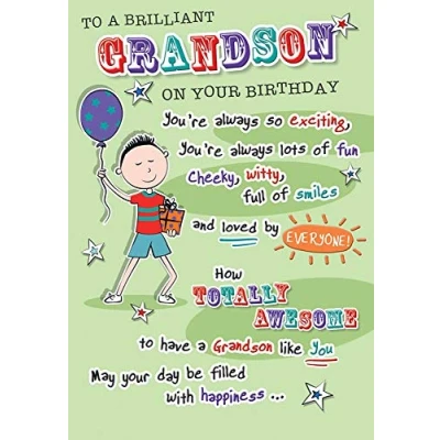 Imagen de Piccadilly Greetings Regal Publishing Tarjeta de cumpleaños para nieto, 23 x 15 cm, color beige, rojo y amarillo