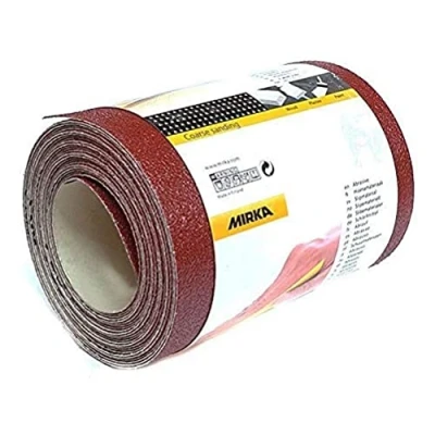 Imagen de Mirka Red rollo de papel lija 115mm x 5m / grano P120 1 para lijar madera, metal y plástico
