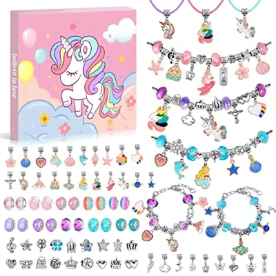 Imagen de WEVOL Kit para Hacer Pulseras, Regalo Niños de 5 13 Años, Fabricación Joyas Manualidades Abalorios Juguete Navidad
