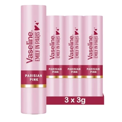 Imagen de Vaseline x Emily in Paris Parisian Pink Bálsamo Labial Hidratante Barra Edición Limitada (Lot de 3 Pink)