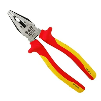 Imagen de S&amp;R Alicates Universal Electrista 200mm VDE Serie 1000V Tijera pelacables de calidad profesional