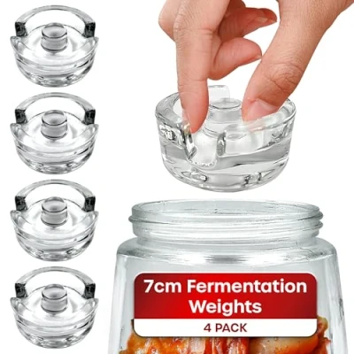 Imagen de volila Pesas de Fermentación Vidrio Juego 4 7 cm para en Tarros Boca Ancha Encurtir y Fermentar con Mangos Agarre Fácil