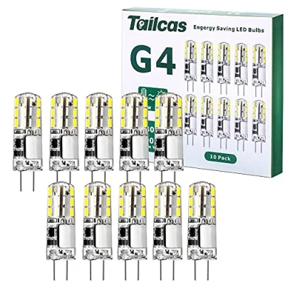 Imagen de G4 LED Bulbo 1.5W AC/DC 12V, Capsule Equivalente a 20W Bombillas Halógenas, Blanco Frio 6000K 180LM No Regulable, Ángulo de haz 360, Paquete 10