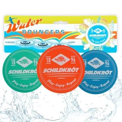 Imagen de Schildkröt Funsports Water Bouncers de Neopreno, 3 Cojines Rellenos Silicona Que Rebotan en la Superficie del Agua, Ø55 mm, Gran Diversión para Piscina y el Mar, 970297