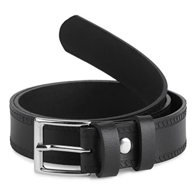 Imagen de Ladeheid Cinturón de Cuero para Niños K1D5 (Negro 2, 55 cm (Largo total 74 cm))