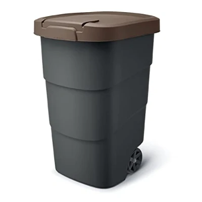 Imagen de Prosperplast Wheeler Cubo de basura con ruedas y tapa (110 L), color marrón