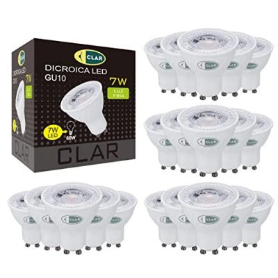 Imagen de CLAR GU10 LED, Bombilla LED GU10, Ojos de Buey Bombillas Ojo Luz Fria, Halogena 7W (Pack 20)