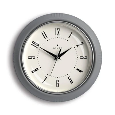 Imagen de JONES CLOCKS Reloj Ketchup Retro de Pared con Caso Colores, Cocina del hogar Comedor Oficina 25cm (Gris)