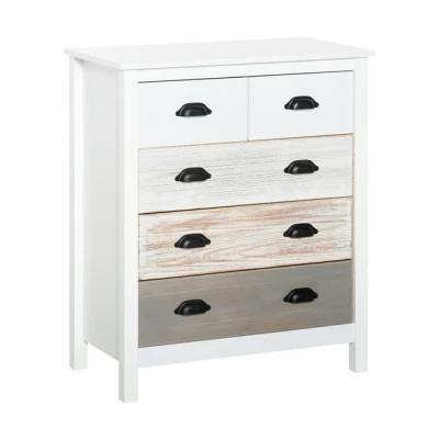 Imagen de HOMCOM Cómoda con 5 Cajones para Dormitorio Moderno Diseño Anti vuelco Cajonera Salón Pasillo 70x38x85 cm Blanco