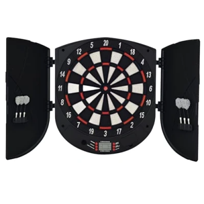 Imagen de HOMCOM Diana Electrónica Digital con 6 Dardos hasta 8 Jugadores Marcador Puertas Laterales Pantalla LCD y 26 Juegos 44x4,4x50 cm Negro