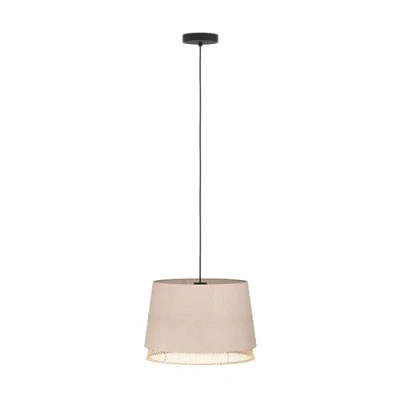 Imagen de EGLO Tabley Lámpara colgante con 1 llama, adecuada para colocar encima de la mesa del comedor, fabricada materiales naturales en lino y bambú, portalámparas E27 un diámetro Ø 38 cm