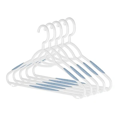 Imagen de Whitmor Perchas de plástico Sure Grip (Juego, Blanco y Azul, Conjunto 5, 5 Unidades