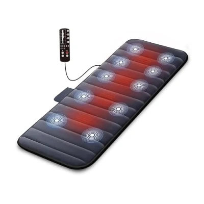 Imagen de COMFIER Colchón de Masaje eléctrico con 10 Motores Vibrantes, Almohadilla Térmica 2 Terapias Apagado Automático, Calentado para el Alivio del Dolor Espalda