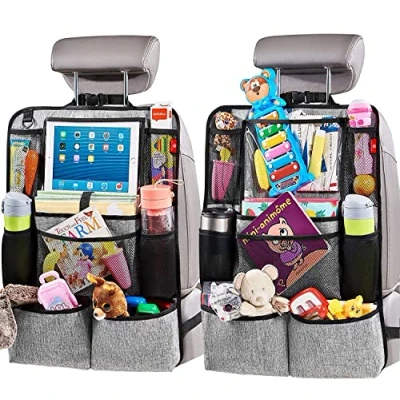 Imagen de Helteko organizador de asiento coche, protector trasero con soporte para tablet pantalla táctil, coche niños, accesorios viaje