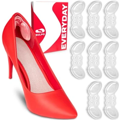 Imagen de SULPO 8 Pares Almohadilla Talon Gel Protector silicona Talones Rozaduras Antirozaduras Zapatos Plantillas Reducir Tamaño Tacon
