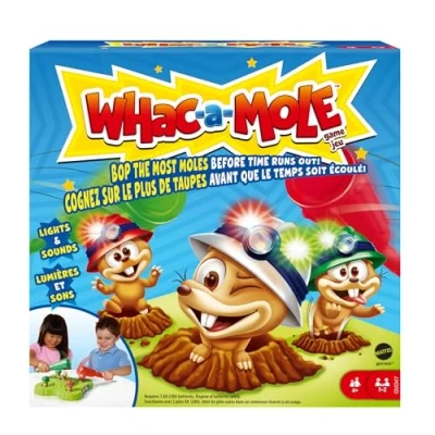 Imagen de Mattel Games Whac a Mole Juego de Mesa con Luces y Sonidos, para niños niñas +4 años (Mattel GVD47)