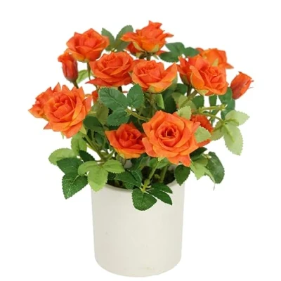 Imagen de flores artificiales en maceta, 32 cm, rosas artificiales, silvestres, plantas para tumba, decoración de boda, ramo flores, mesa, seda,