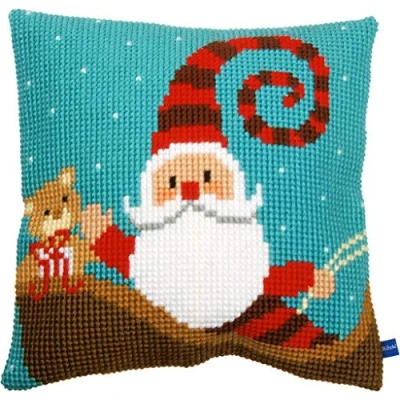 Imagen de Vervaco Cojín de Punto Cruz, diseño Papá Noel, Algodón, Colores Variados, ca. 40 x cm / 16&quot;