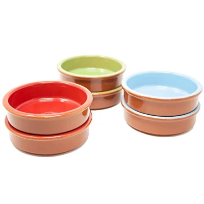 Imagen de ToCi Juego de 6 cuencos para tapas, multicolor, 175 ml, cuenco Cazuela, barro postre, mediterráneos, diámetro 11,5 cm, tonware tradicional España