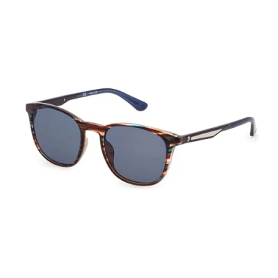 Imagen de POLICE SPLF18 Gafas, Shiny Striped Blue/Brown, 53 para Hombre