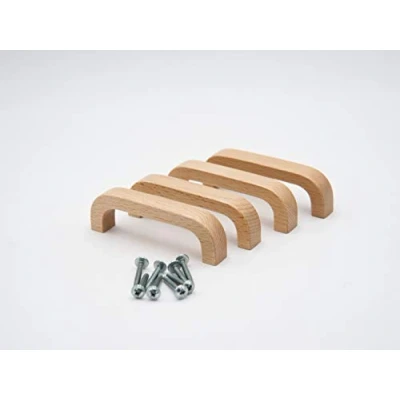 Imagen de JOWE 4 tiradores para muebles de haya, incluye tornillos fijación, mango shubladen/superficie lacada, longitud 10,8 cm, distancia entre taladros 9,6 cm