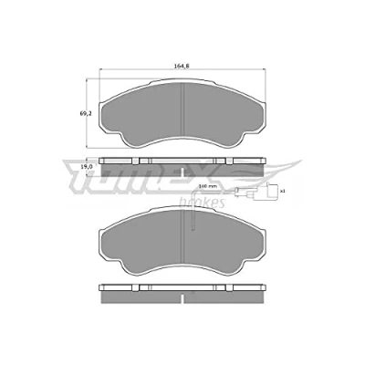 Imagen de TOMEX brakes TX 12 47 Juego de pastillas freno Eje delantero con contacto aviso desgaste incorporado FIAT: Ducato III Furgón