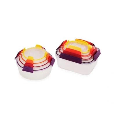 Imagen de Joseph Nest Lock Juego de 8 Contenedores para Alimentos, Apilables, Tapas Herméticas a Prueba Fugas, Libre BPA, Diferentes Tamaños