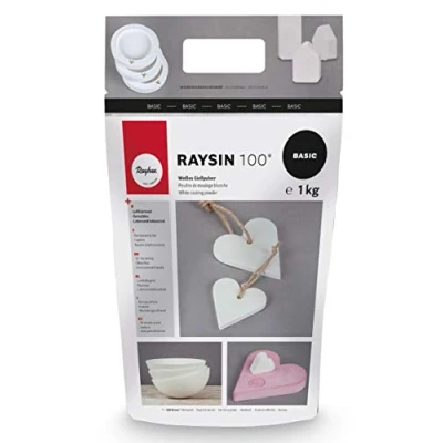 Imagen de Rayher 3410302 Raysin 100 Polvo para moldear, 1kg, Blanco, sin Olor, Secado al Aire Libre