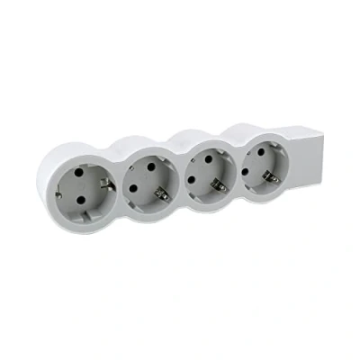 Imagen de Legrand 694575, Regleta de enchufes, Enchufe múltiple con 4 Tomas Corriente,sin Cable, Color Blanco/Gris Claro