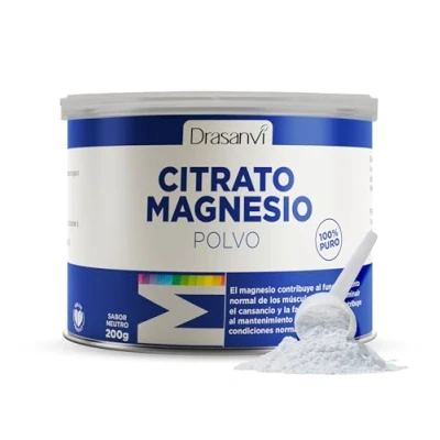 Imagen de DRASANVI Citrato de magnesio en polvo Para el cansancio y la fatiga Articulaciones fuertes Sabor Neutro 200 Gr = 125 días Magnesium Citrate