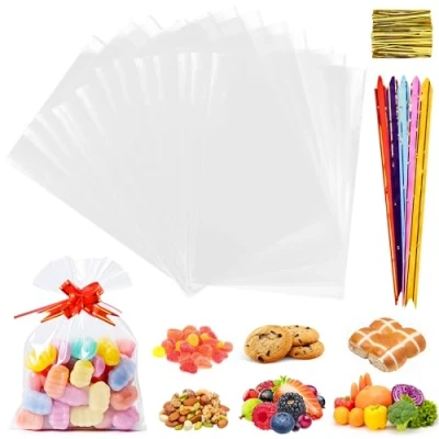 Imagen de DazSpirit 100 Bolsas Celofan Autoadhesivas con Cintas, 18x25cm Plastico Transparente Plana para Regalos, Chuches, Galletas, Chocolates