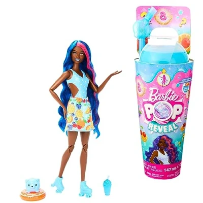 Imagen de Barbie Pop! Reveal Serie Frutas Ponche de Muñeca Que Revela Sus Colores con Vaso, Incluye Ropa, Mascotas y Accesorios Sorpresa, Juguete +3 años (Mattel HNW42)