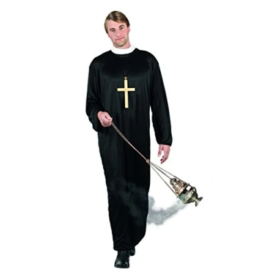 Imagen de Boland 83815 Disfraz de cura para adulto, talla M L, toga con cuello, cura, santo, conjunto disfraz, carnaval, fiesta temática