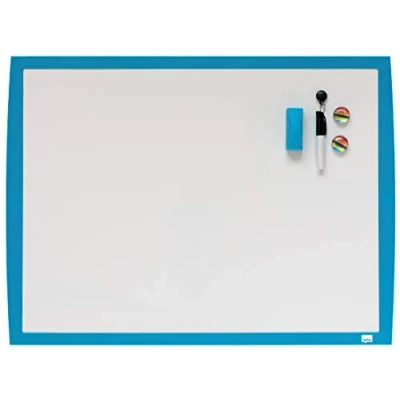 Imagen de Nobo Pequeña Pizarra Magnética con Elegante Marco para la Pared de tu Casa u Oficina, Incluye Accesorios a Juego, 585 x 430 mm, Azul, 2104176