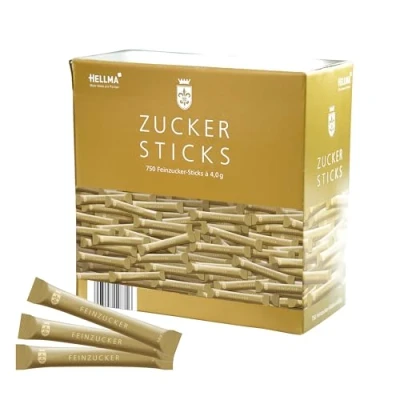 Imagen de HELLMA GOLDLINE Zucker Sticks, Inhalt: 750 Stück à 4 g
