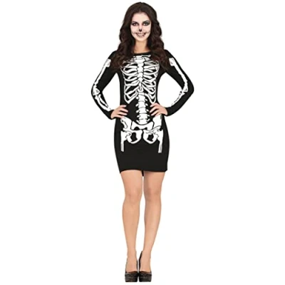 Imagen de FIESTAS GUIRCA Disfraz de Esqueleto Minivestido Negro Halloween Mujer Talla 42 44 L