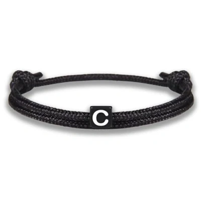 Imagen de GD GOOD.designs Pulsera de cuerda con letras la amistad negra ajustable tamaño 14cm 24cm Inicial C