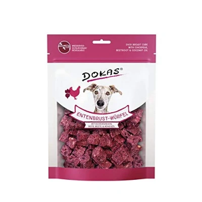 Imagen de Dokas Cubo de pechuga pato, garbanzos, remolacha, Comida para Perros, 8 aperitivos 150 g