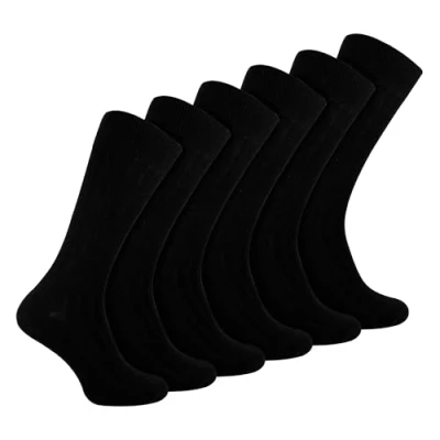 Imagen de Paquete múltiple de 6 pares Calcetines vestir acanalados para hombre Sock Snob algodón transpirables, Negro, 11